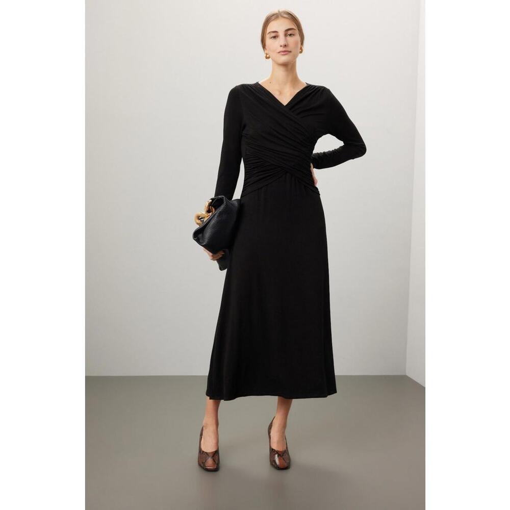 Fifteen Twenty Black Cross Front Midi Dress Size XS with Hole